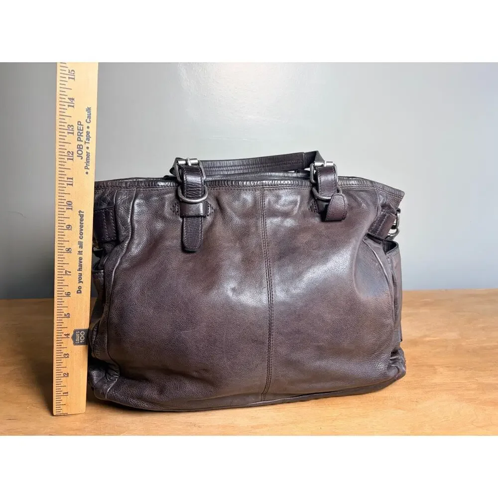 Frye Dark Brown Leather Large Murray Tote Bag Detachable Strap